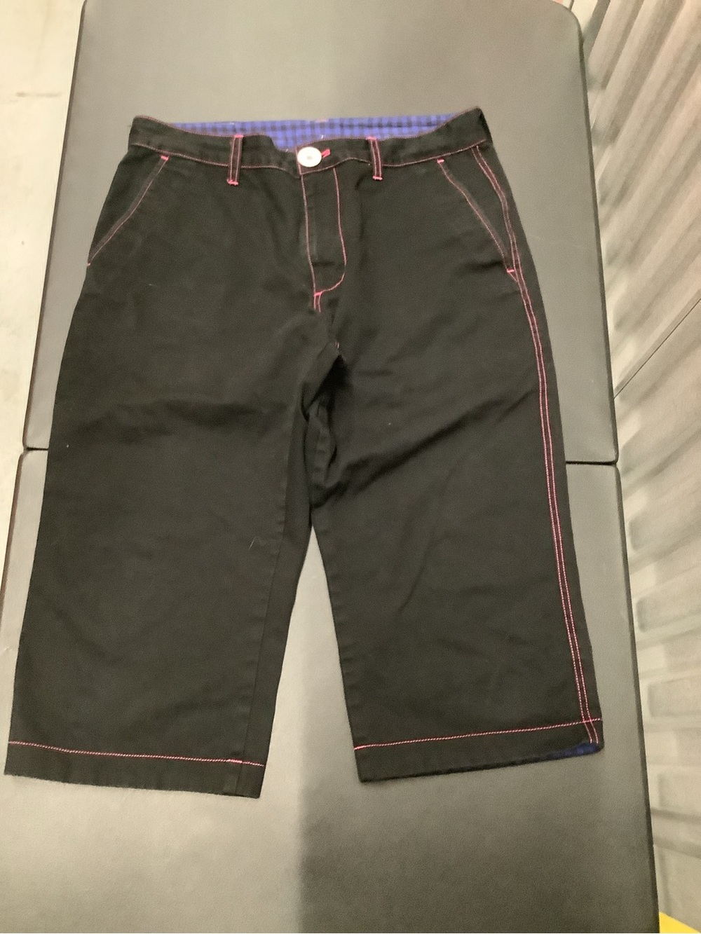 Atmosphere Black Chino Shorts with Pink Contrast Stitching